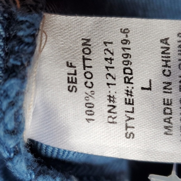 Denim by Ellison Denim blue jumper button front pockets size large - Picture 6 of 12